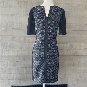 Black and Navy Textured Bodycon Dress